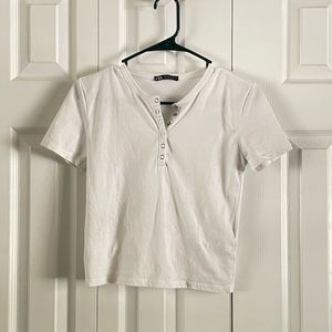 Zara Cropped Button Up Tee